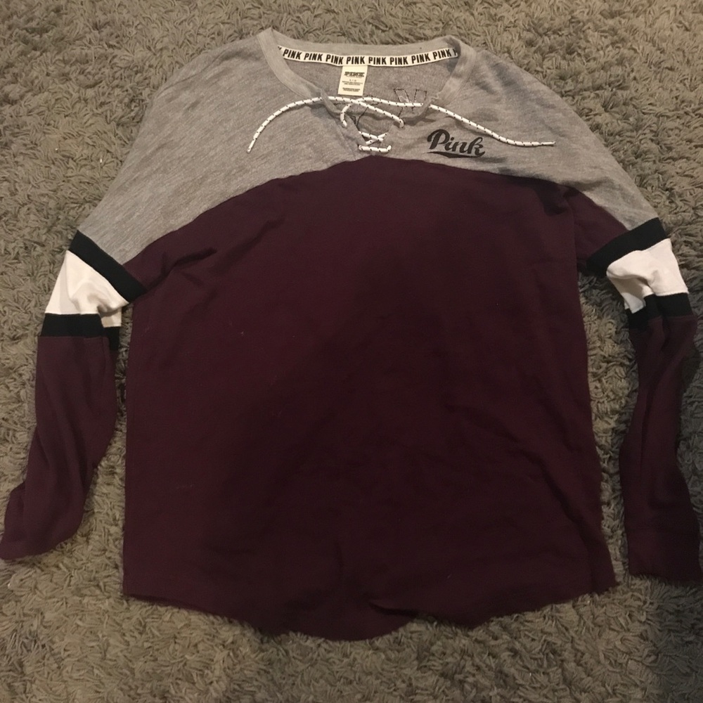 VS pink long sleeve varsity tee